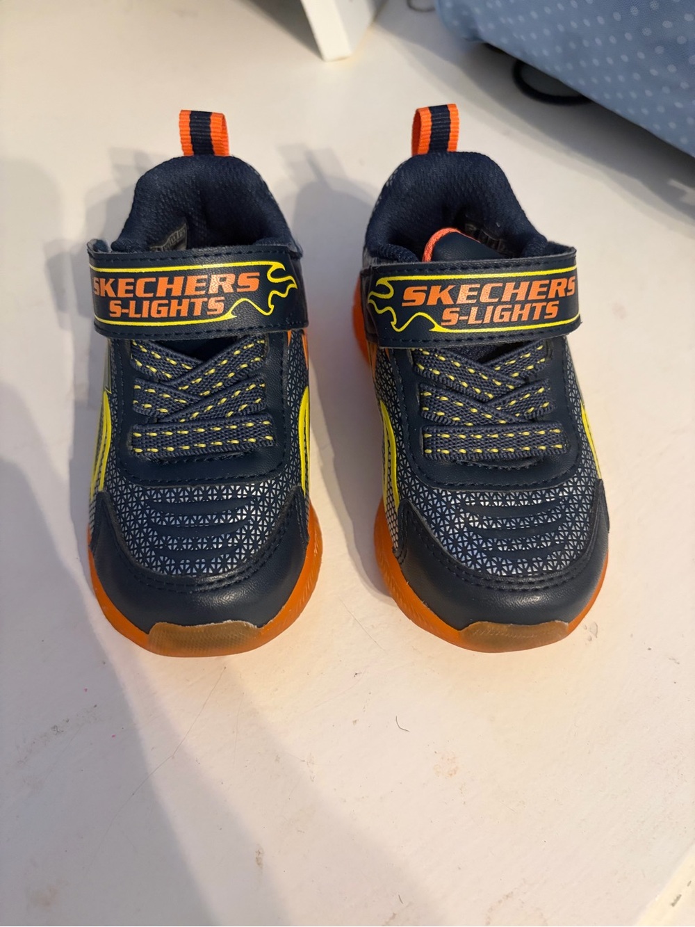 Skechers Kids Navy, Orange & Yellow S-Lights Light-Up Sneakers